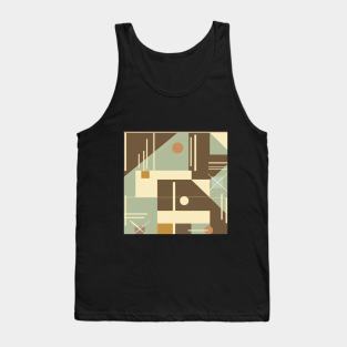 Earthy Tones in Abstract Shapes: Vintage-Inspired Geometric Design. Tank Top